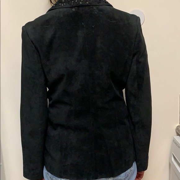 Suede leather black jacket with bits ornaments - Picture 4 of 4